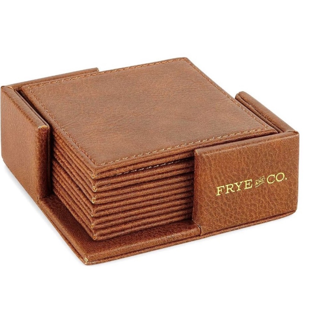 Frye and Co. Vegan Leather in Vintage cognac Coasters - Picture 1 of 6